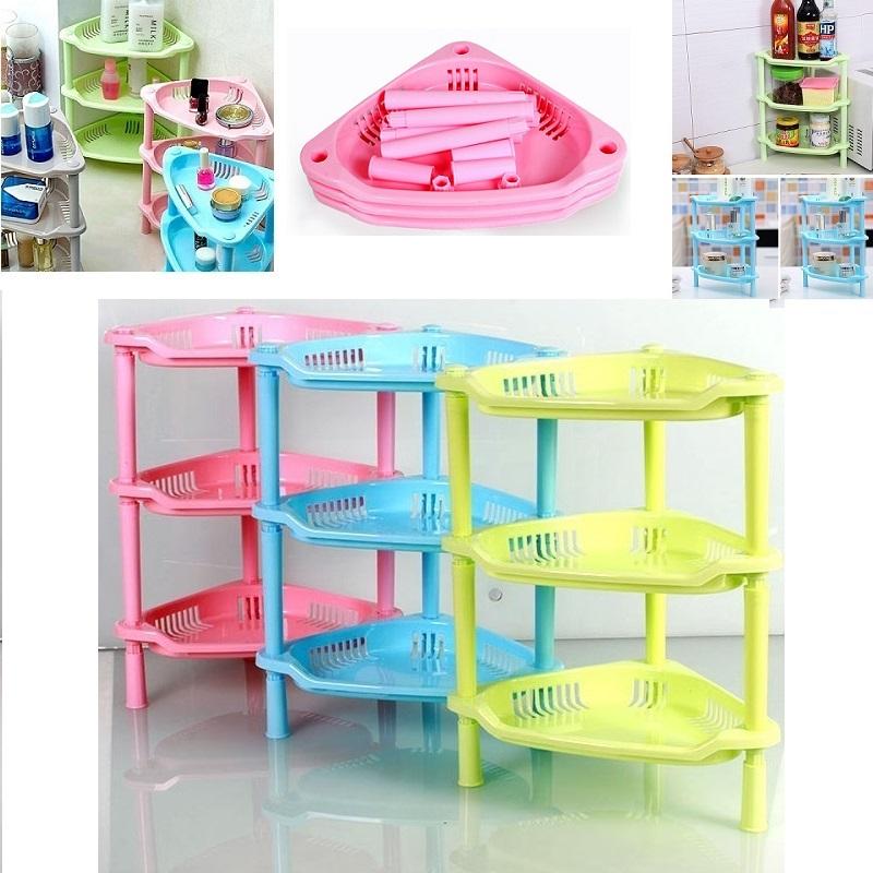 Kệ nhựa góc tường tam giác 3 tầng (giao màu ngẫu nhiên)