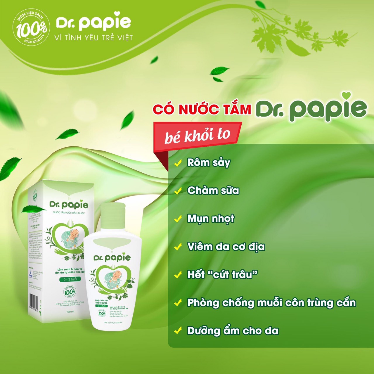 [HSD 2027]Nước tắm thảo dược Dr Papie