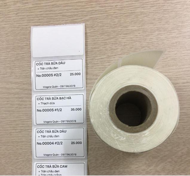 [HCM]Cuộn Giấy in tem Trà Sữa 50x30mm - 4 cuộn
