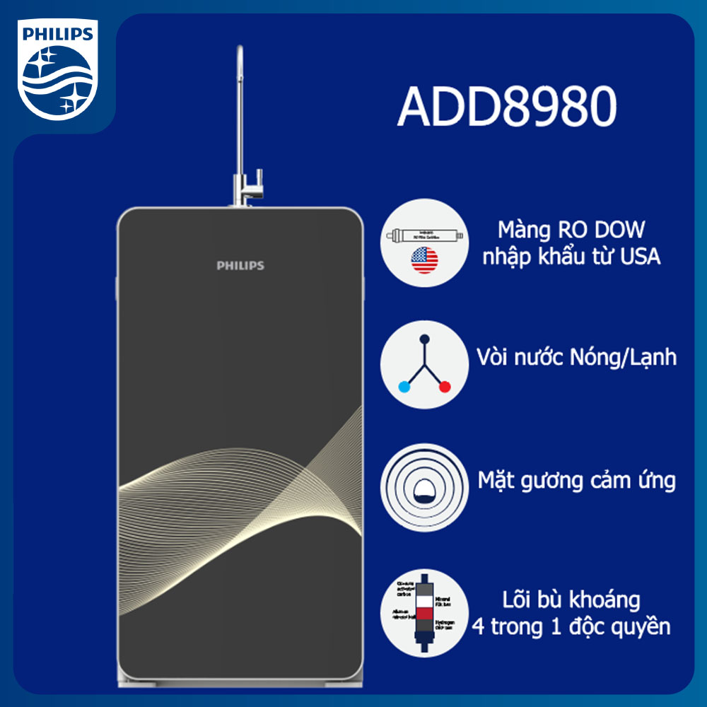 [Trả góp 0%] Máy lọc nước RO Alkaline Nóng/Lạnh Philips ADD8980