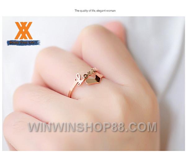 [HCM]Nhẫn Titan hình trái tim N180 (Màu Đồng)