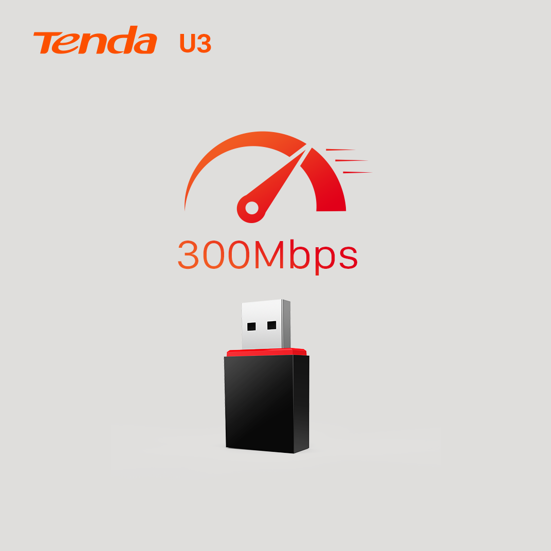 Tenda USB kết nối Wifi 2.4G U3 chuẩn N tốc độ 300Mbps - Hãng phân phối chính thức