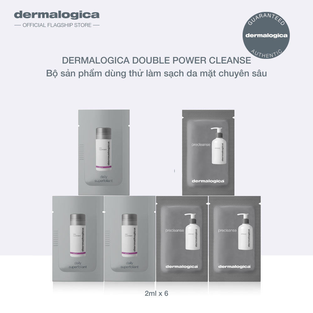 [HÀNG TẶNG KHÔNG BÁN] DERMALOGICA DOUBLE POWER CLEANSE SAMPLE KIT (3 Daily Superfoliant sample, 3 Pre Cleanse sample)