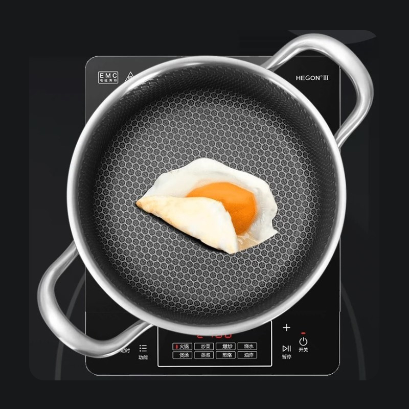 28cm 2 handles non-stick honeycomb Pan, 2 handles non-stick frying pan, non-stick flat bottom honeycomb Pan, beautiful honeycomb non-stick pan