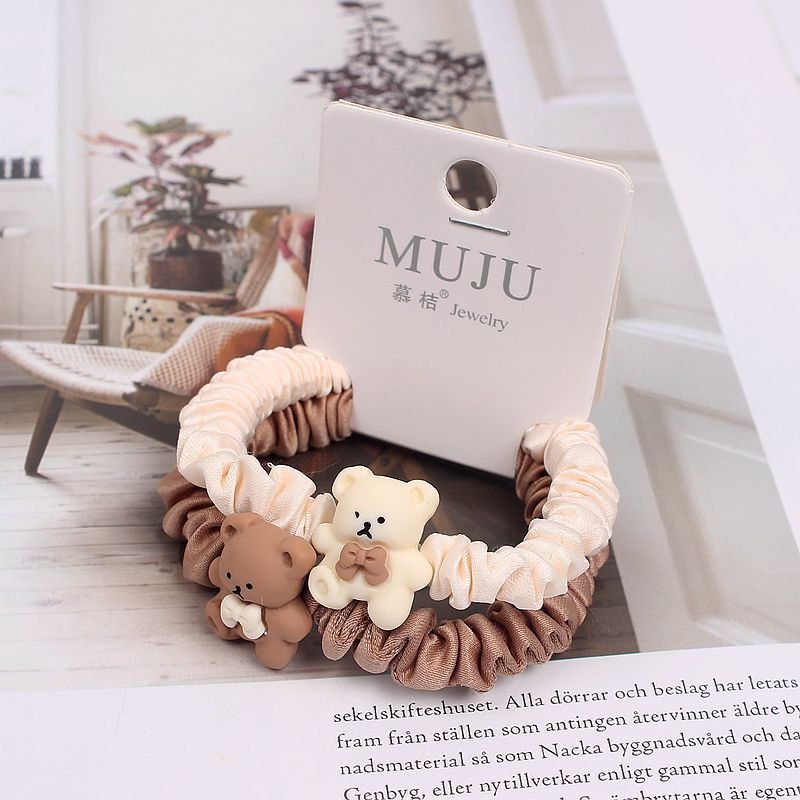 Set 2 dây cột tóc scrunchies hình gấu cute phong cách hàn quốc