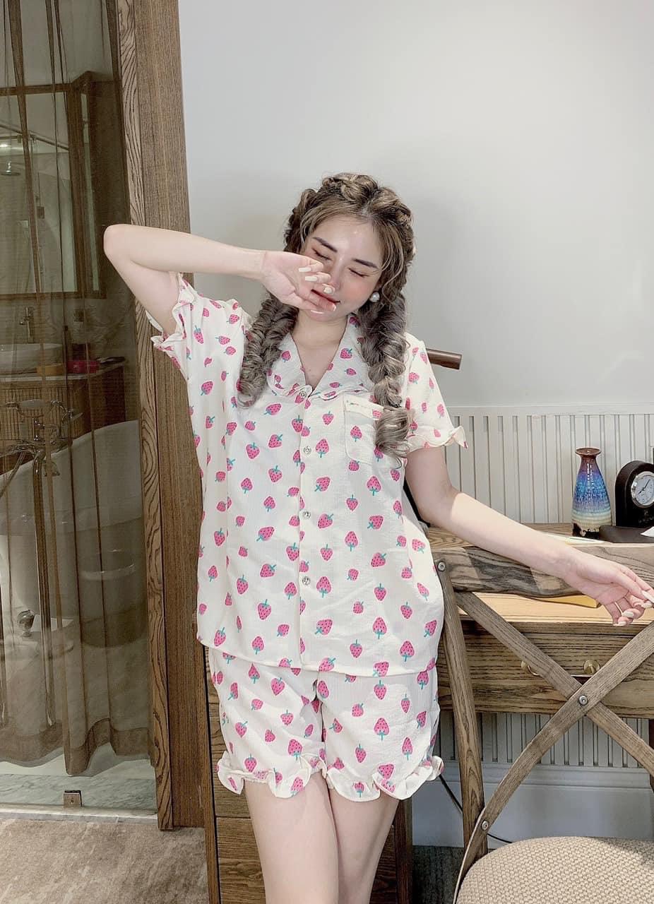 Đồ ngủ vải đũi hoạ tiết dễ thương