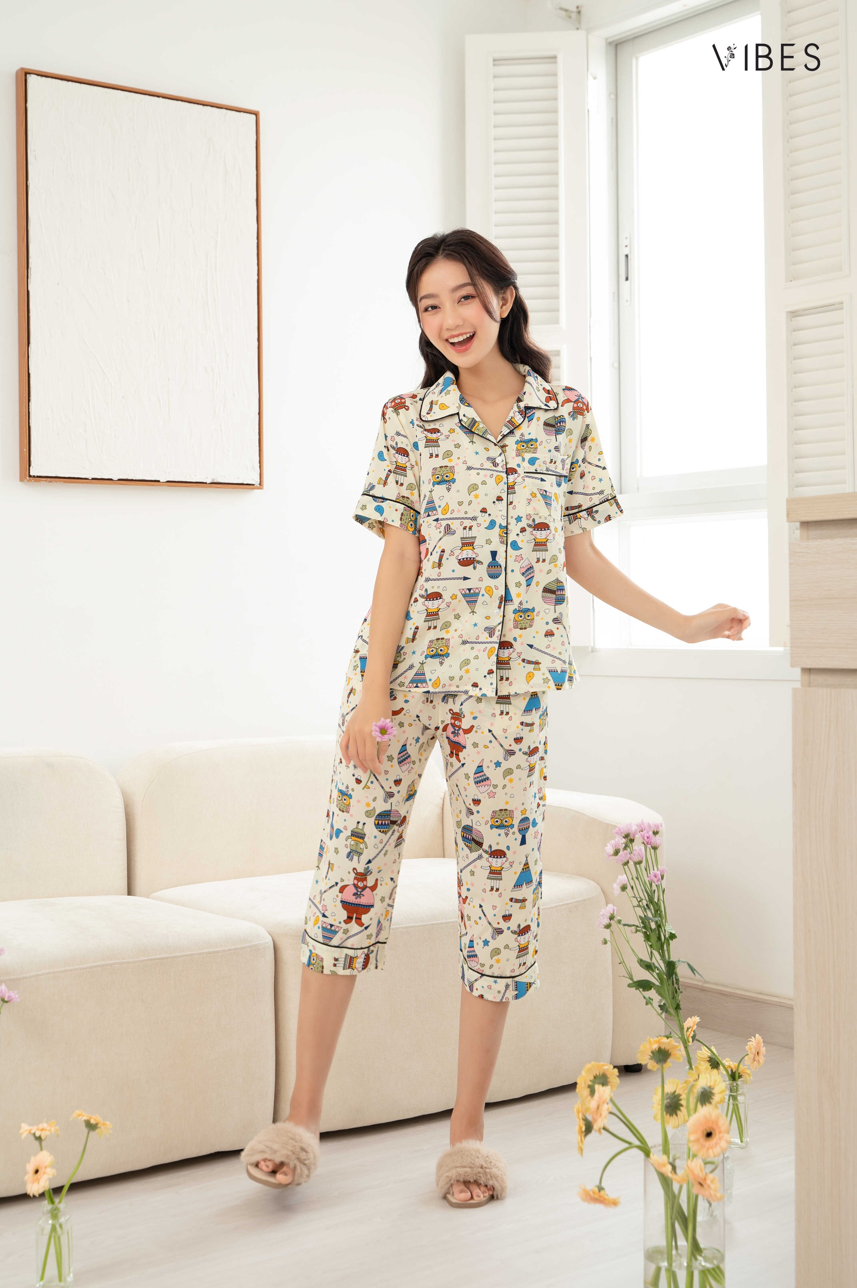 VIBES Pijama lửng Owl Capri Py Set