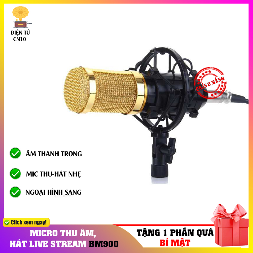 Micro hát karaoke livestream 368 Mic BM900 thu âm chuyên nghiệp trên sound card