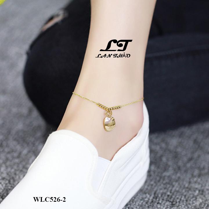 LẮC CHÂN NỮ TITAN MÈO THẦN TÀI MAY MẮN K ĐEN K GỈ SÉT WLC526-2 (VÀNG)