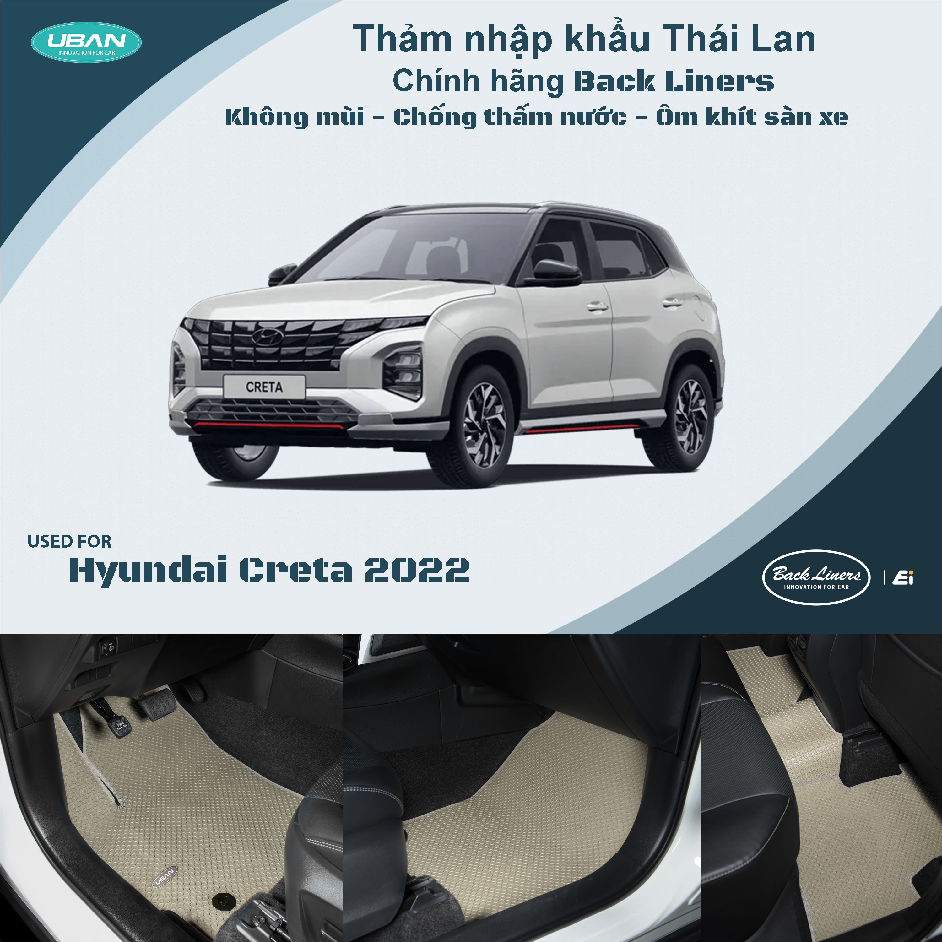 Thảm lót sàn ô tô UBAN cho xe Hyundai Creta 2022 - Nhập khẩu Thái Lan