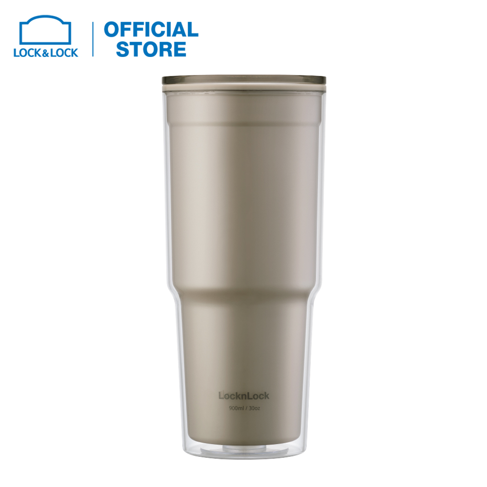 Ly nhựa 2 lớp lock&lock 900ml màu ivory - hap502beg