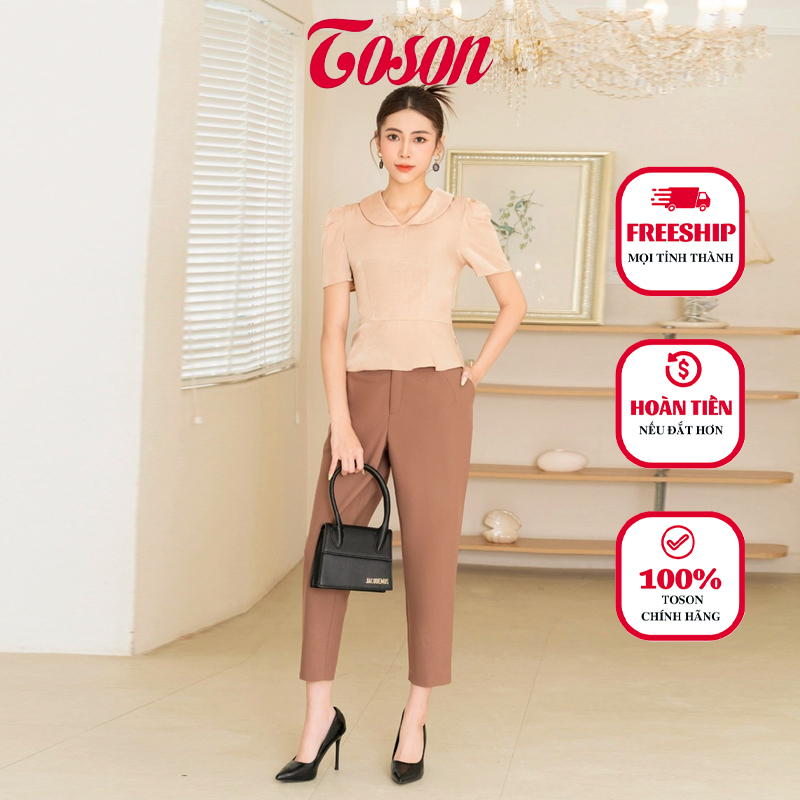 Quần tuýp si baggy nâu xếp ly Limitted 23038N93 Toson