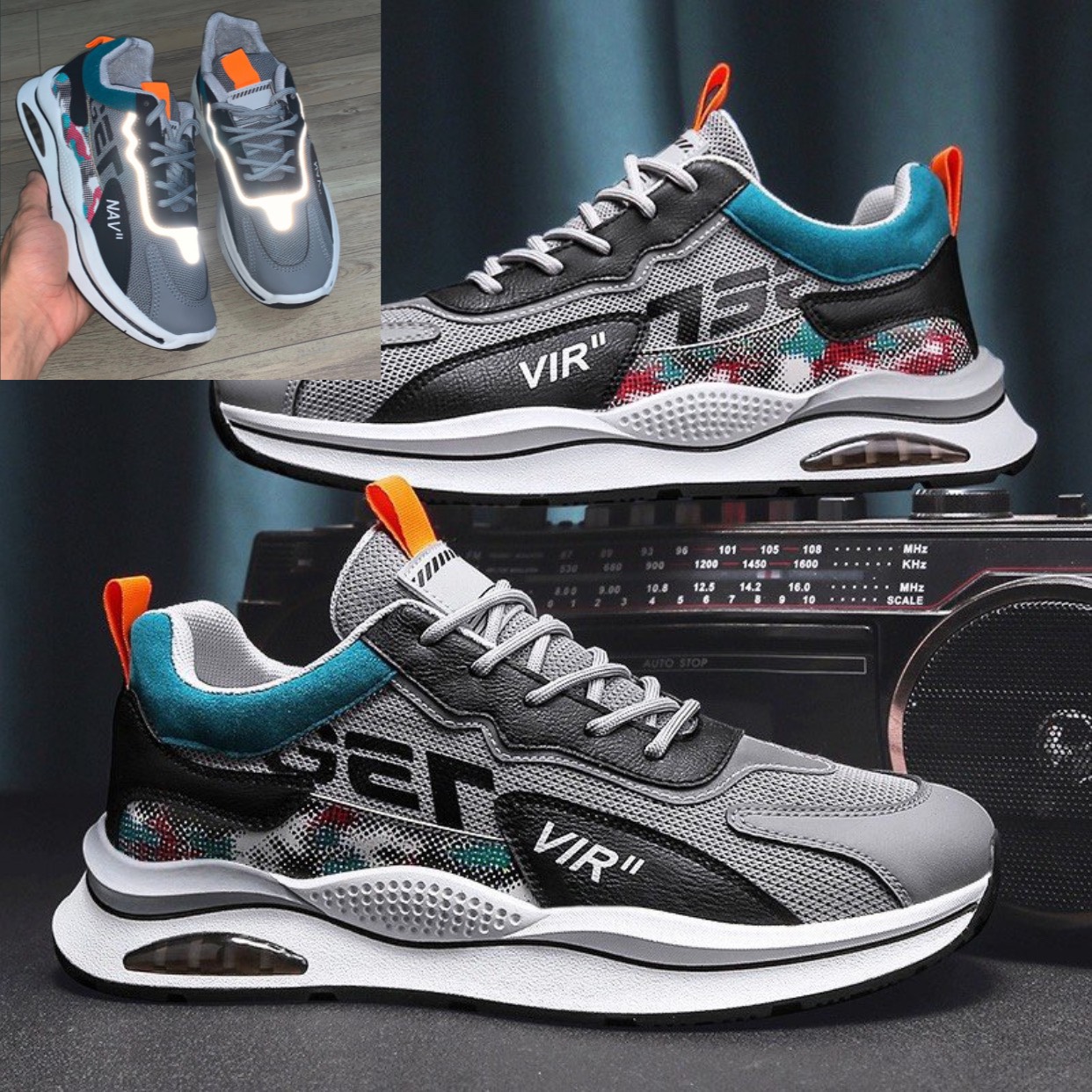 Giày thể thao nam sneaker NAV730 Phản Quang Cao Cấp