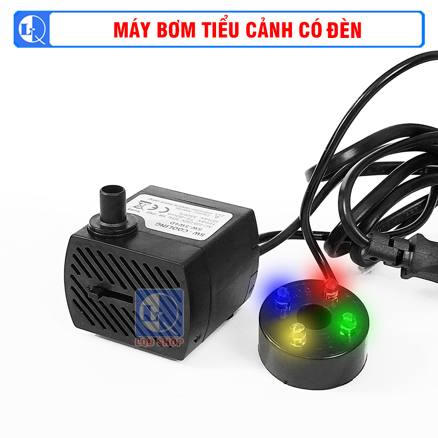 Máy bơm thác nước phong thủy | Máy bơm tiểu cảnh mini có đèn