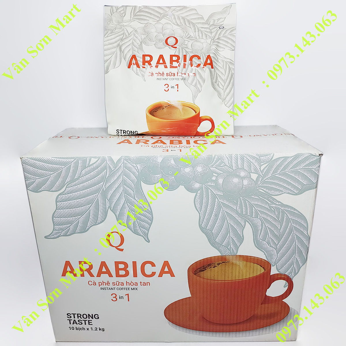 Cà phê sữa Arabica Trần Quang bịch lớn 1.2Kg (60 gói dài x 20g)
