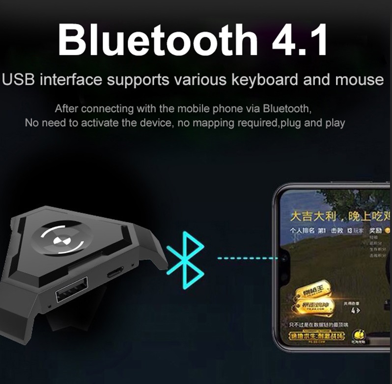 PUBG Mobile Gamepad Controller Gaming Keyboard Mouse Converter for Android Phone to PC Bluetooth Adapter