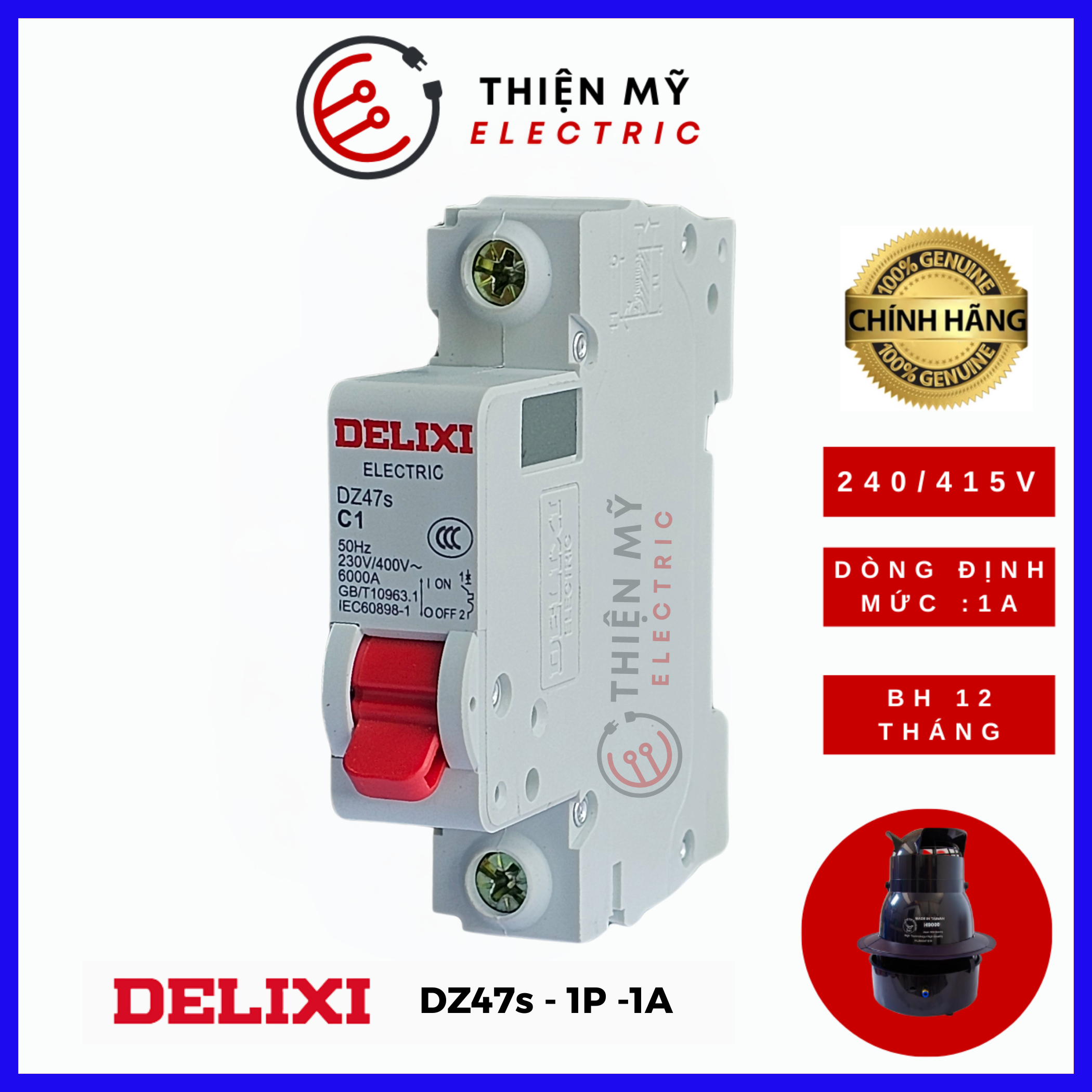 CB , Aptomat 1 pha và 2 pha dòng  định mức 1A chống quá tải, chống cháy cho máy phun sương con gà,máy tạo độ ẩm nhà yến!