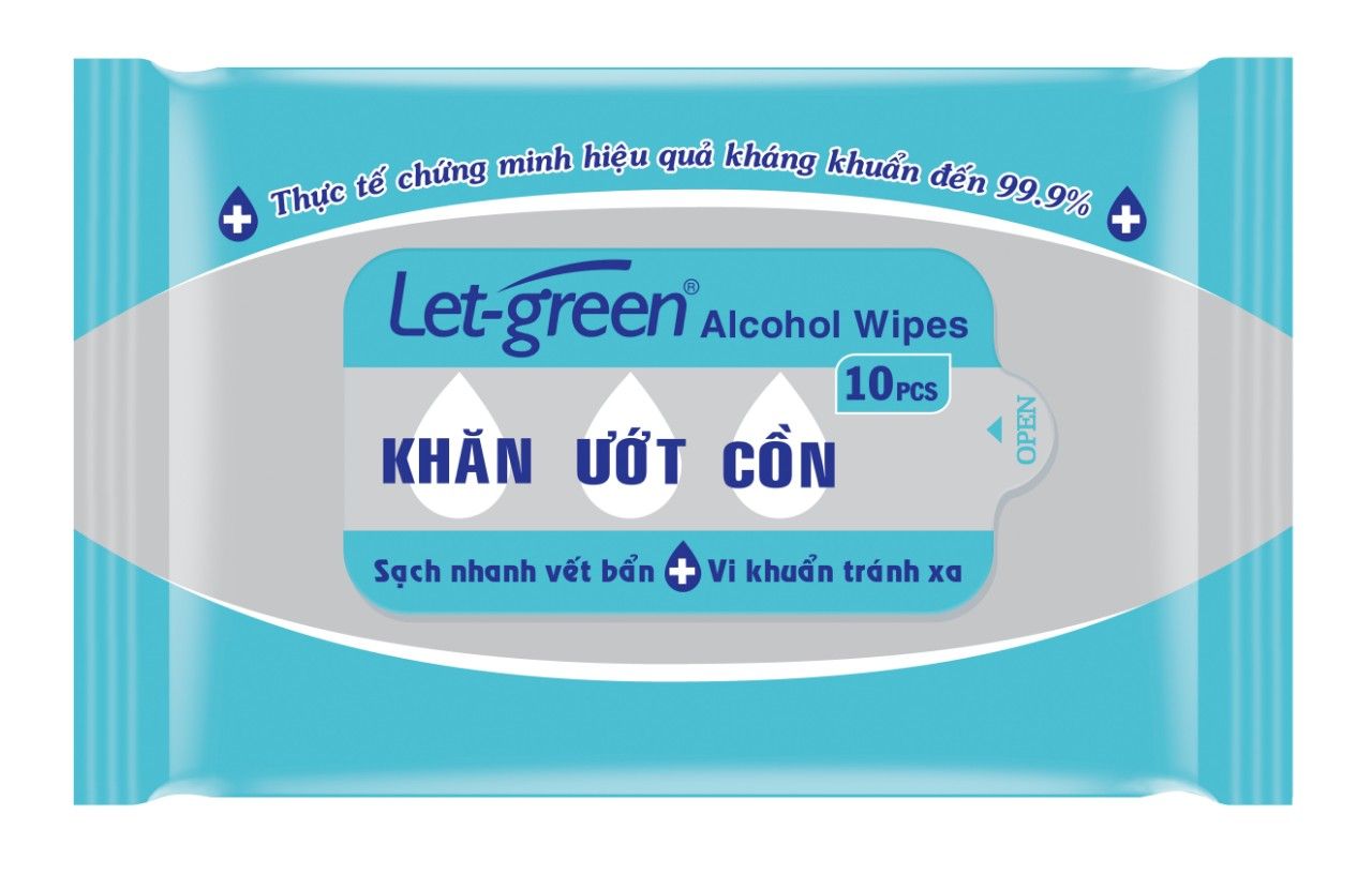 COMBO 6 BỊCH KHĂN ƯỚT CỒN LETGREEN LOẠI 10 TỜ/ BỊCH