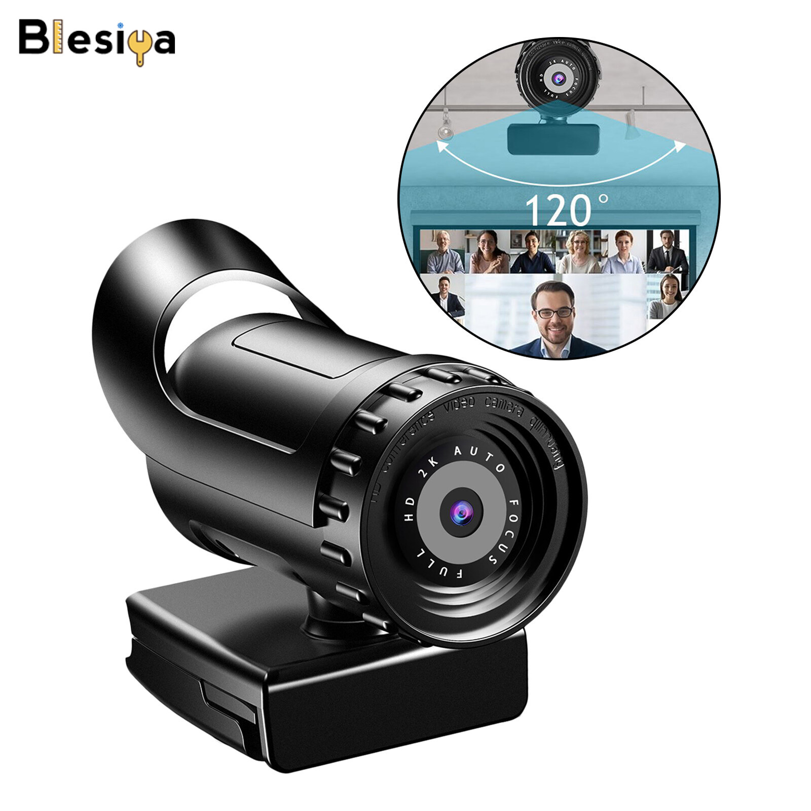 Webcam usb blesiya, máy ảnh web hd tự động lấy nét streaming webcam, camera máy tính xem 120 ° cắm và chơi cho các cuộc gọi trực tuyến hội nghị lớp học trực tuyến