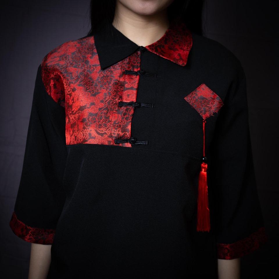 Áo Shanghai mix gấm Rồng Hoa