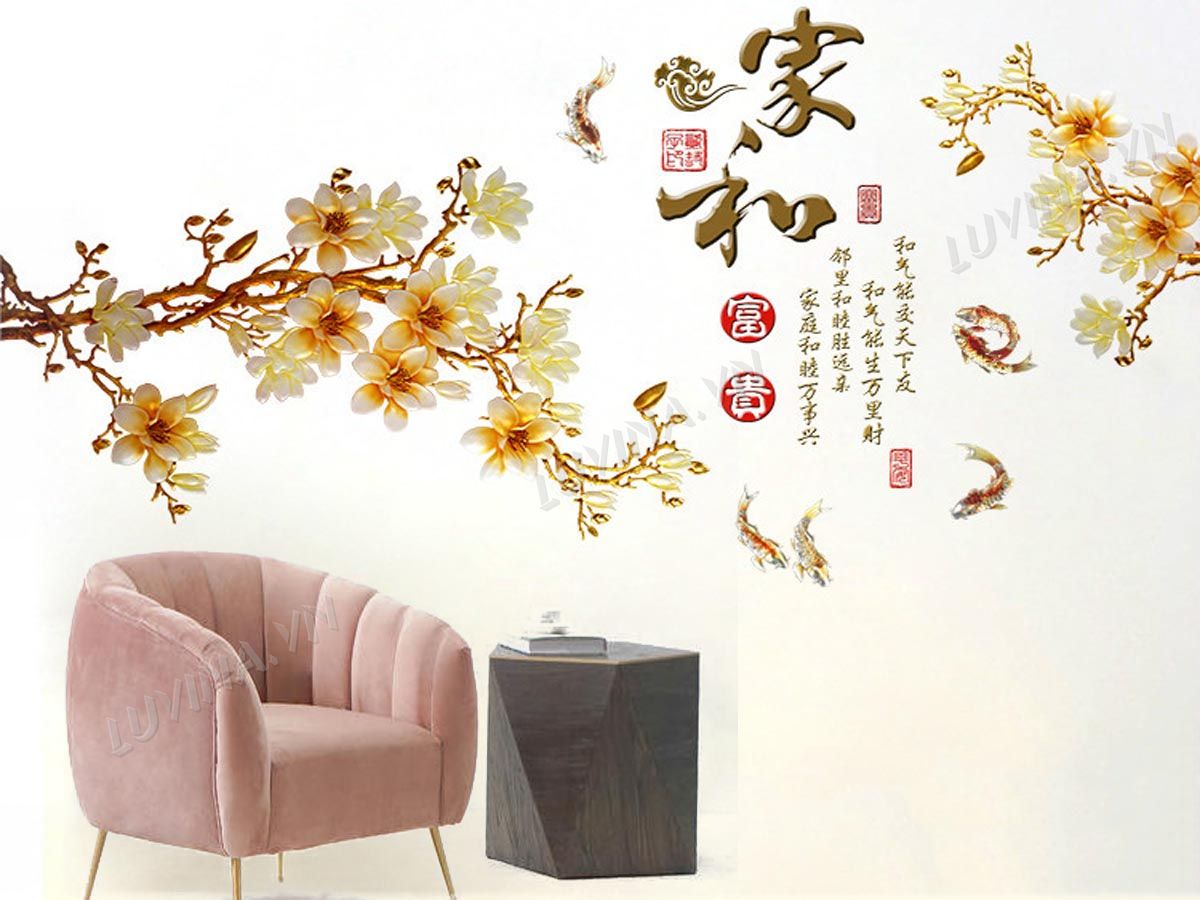 [HCM]DECAL DÁN TƯỜNG TẾT CÀNH MAI VÀNG