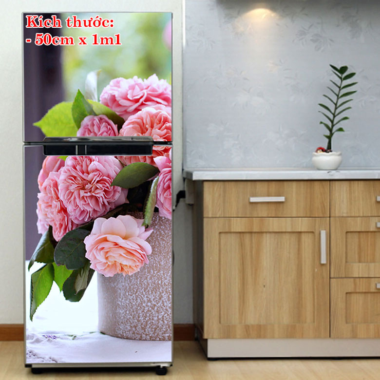 Decal trang trí tủ lạnh mẫu Bó Hoa 2. Nhựa PVC độ bền cao, không thấm nước. 100% thương hiệu mới, chất lượng cao