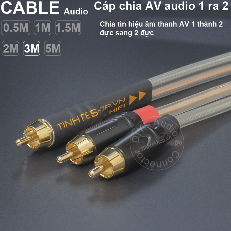 DIY 1 to 2 RCA splitter cable from 0.5 to 5 meters