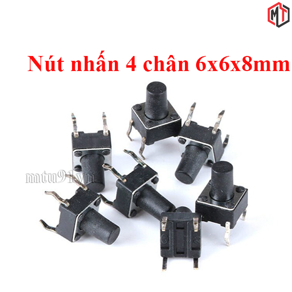 15 cái - nút nhấn 4 chân 6x6x8mm dip