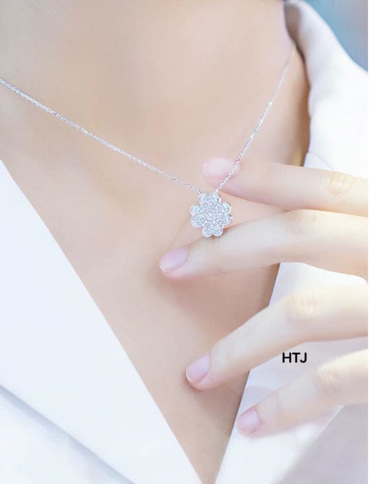 Dây chuyền cỏ bốn lá may mắn bạc,Dây chuyền,Dây chuyền bạc nữ,Bạc thật sáng đẹp không đen, Vàng bạc an chi,bảo hành sản phẩm