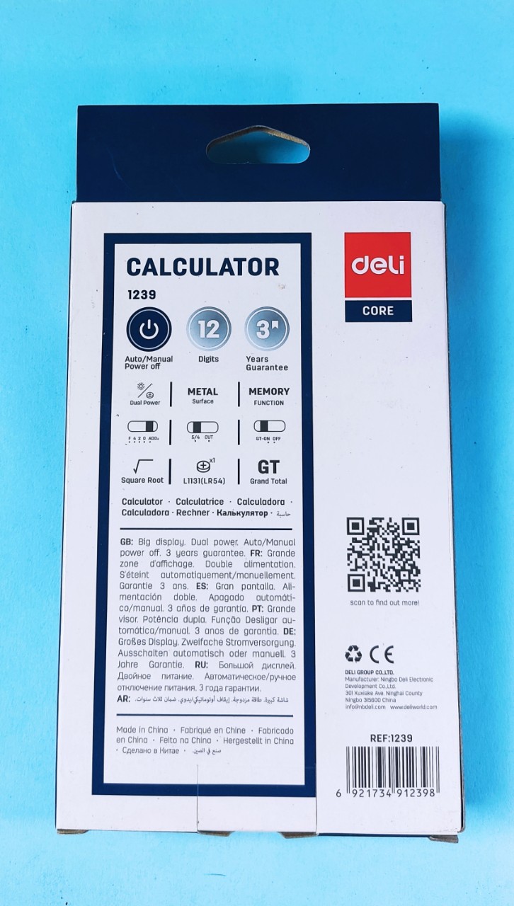DELI máy tính văn phòng 12 số 1239