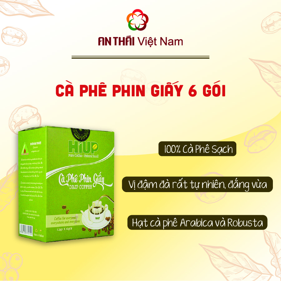Cà Phê Phin Giấy Hiup Coffee (Hộp 6 phin x 12gr) - AnTháiCafé