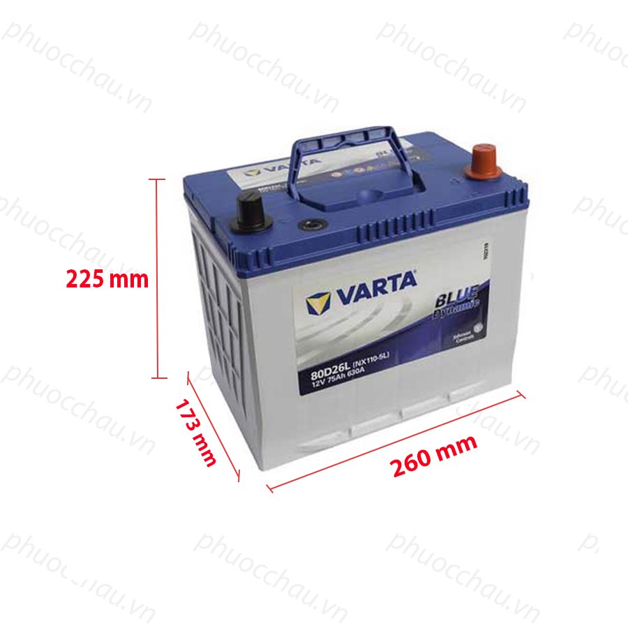 Bình Ắc Quy 12V-70AH, Ắc Quy VARTA 80D26L/R