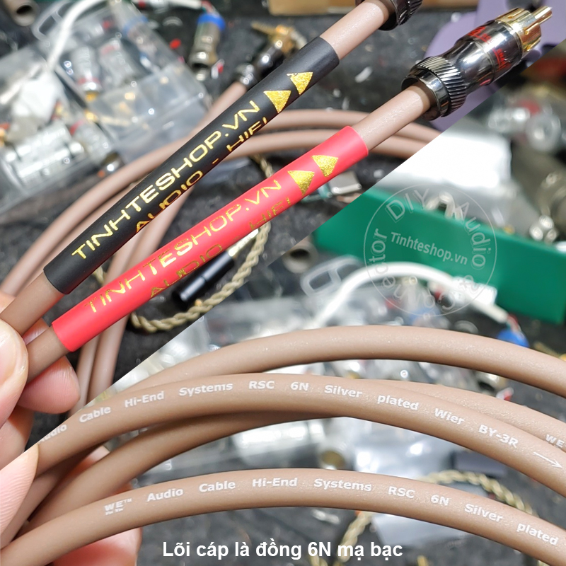 Dây AV 2 đầu lõi đồng 6N mạ bạc DIY 0.2 đến 5 mét - Cặp cáp RCA