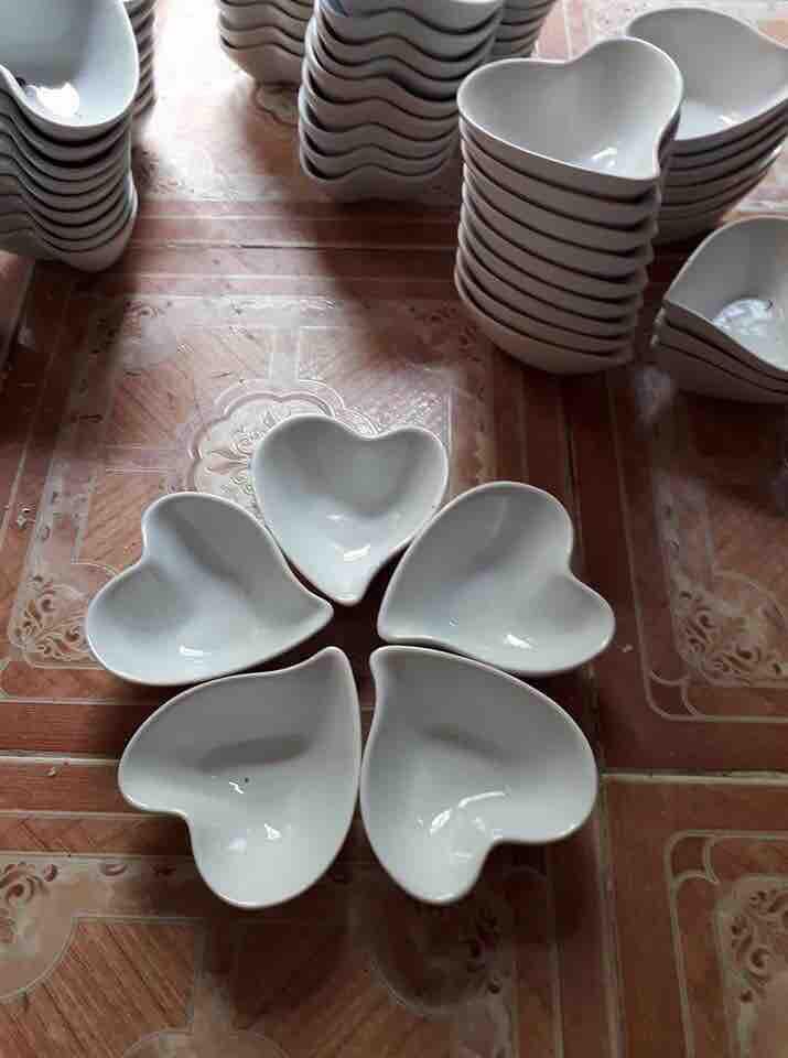 Bộ bát tim 5 cái gốm sứ Bát Tràng