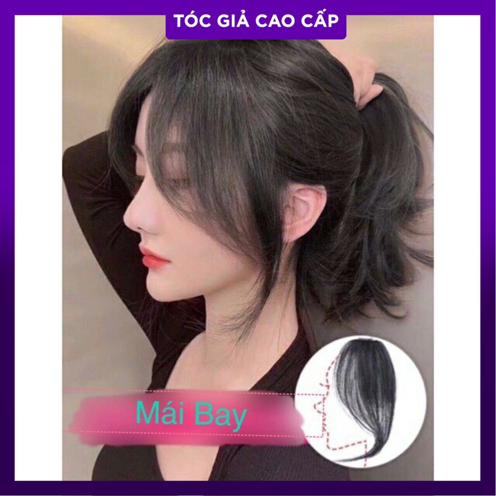 [Freeship Max] Tóc mái bay tóc thật 2 bên