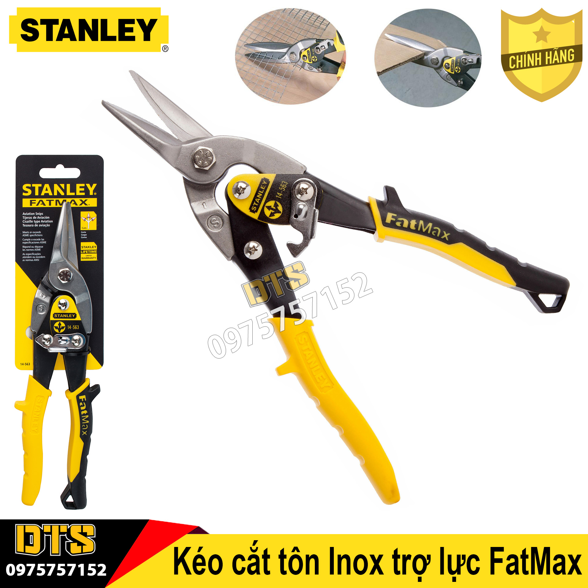 Kéo cắt tôn Inox trợ lực Mỹ FatMax STANLEY 10 inch/ 254mm, kéo cắt xương thạch cao cộng lực, lưỡi cắ thép CR-V Molyden rèn độ cứng vượt trội, độ bền cao, kéo cắt thạch cao, kìm cắt tôn, kéo cắt lưới thép, kềm cắt tôn