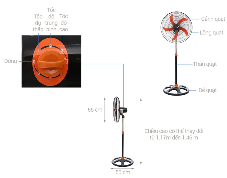 [HCM]Quạt đứng công nghiệp Asia D20002( công xuất 80W)