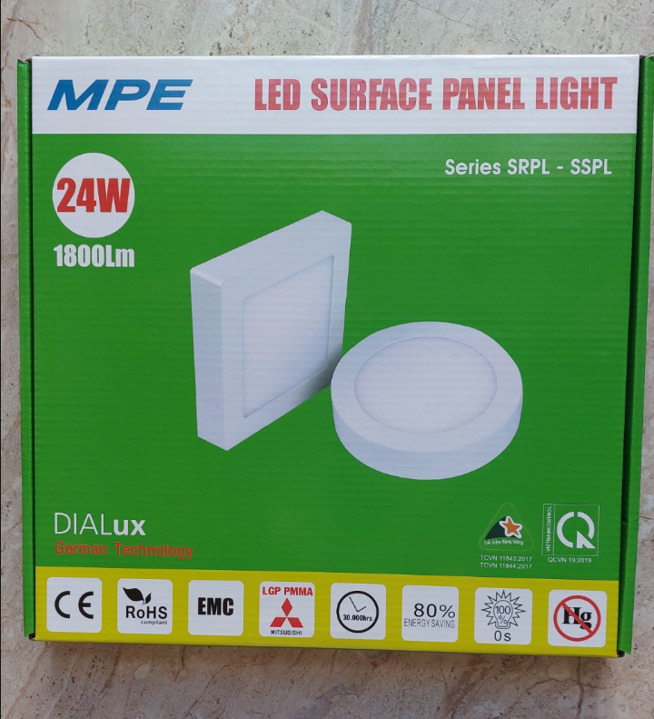 Đèn led ốp trần tròn nổi srpl 6w, 12w, 18w, 24w mpe