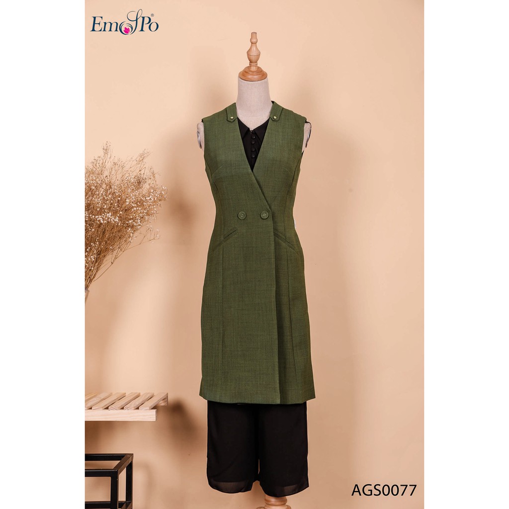 Áo Vest Gile Dáng Dài Ags0077 Emspo (Rêu, Cam)