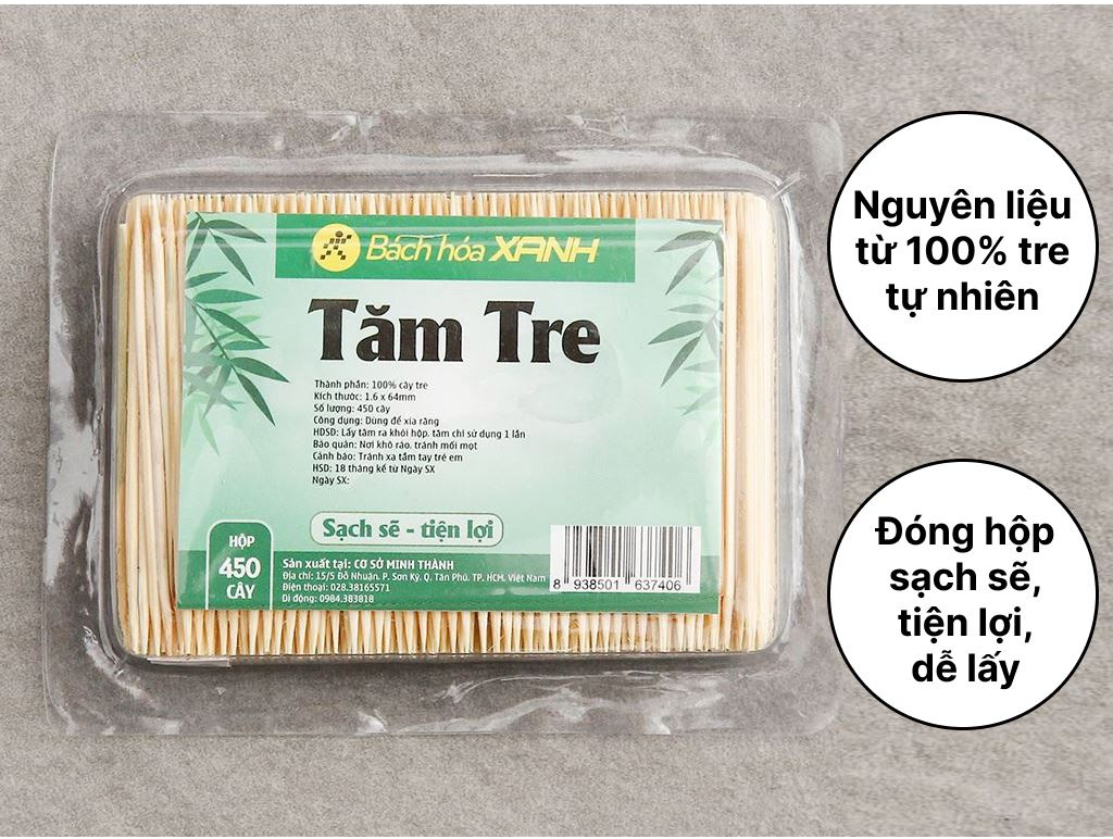 Tăm tre Bách Hoá XANH 450 cây