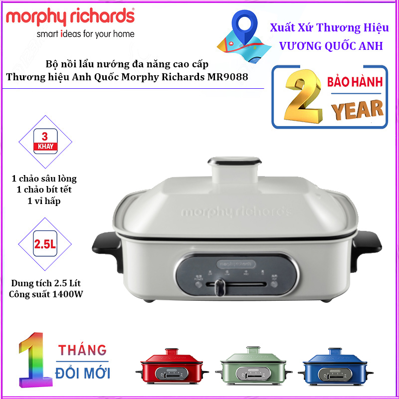 Bộ nồi lẩu nướng đa năng cao cấp Morphy Richards MR9088 công suất 1400W