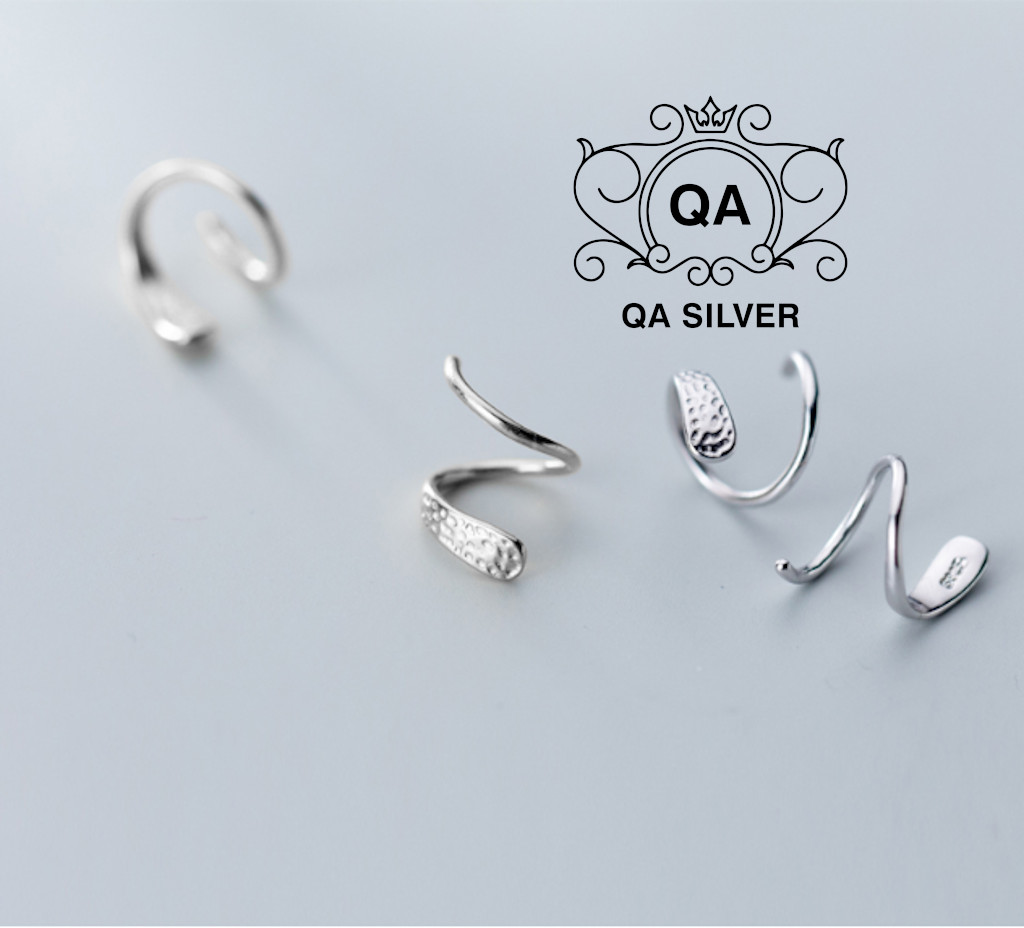 Khuyên tai bạc 925 kẹp vành xoắn ốc bông nữ cuộn S925 HELIX QA SILVER Earrings EA190805