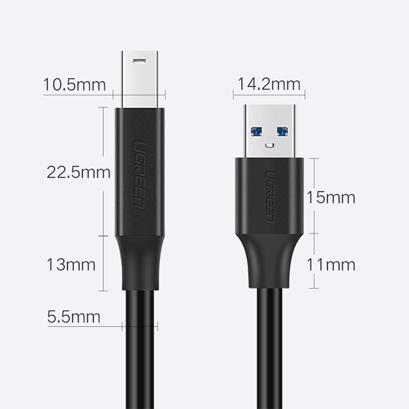 Cáp USB 3.0 AM-BM 2 mét Ugreen US210 10372 - Dây USB 3.0 type-A male sang type-B male