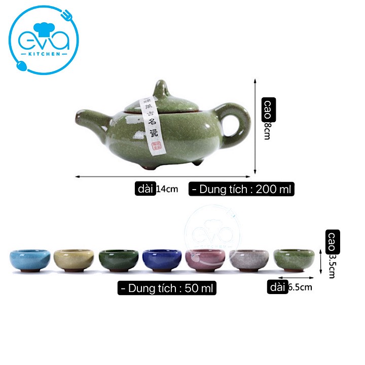 [HCM]Bộ Ấm 6 Chén Trà Men Ngọc Sắc Màu M2568