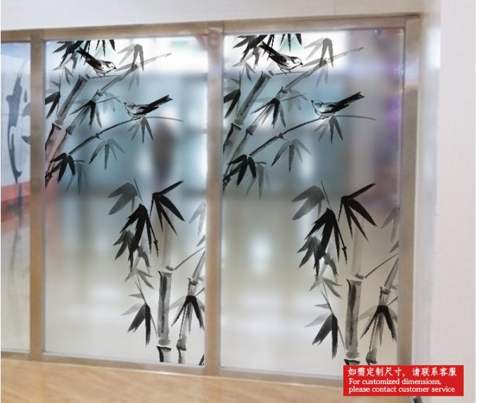Decal Dán Kính Cao Cấp - Cây Trúc Chim đen ( 60 X116 )-DK1054