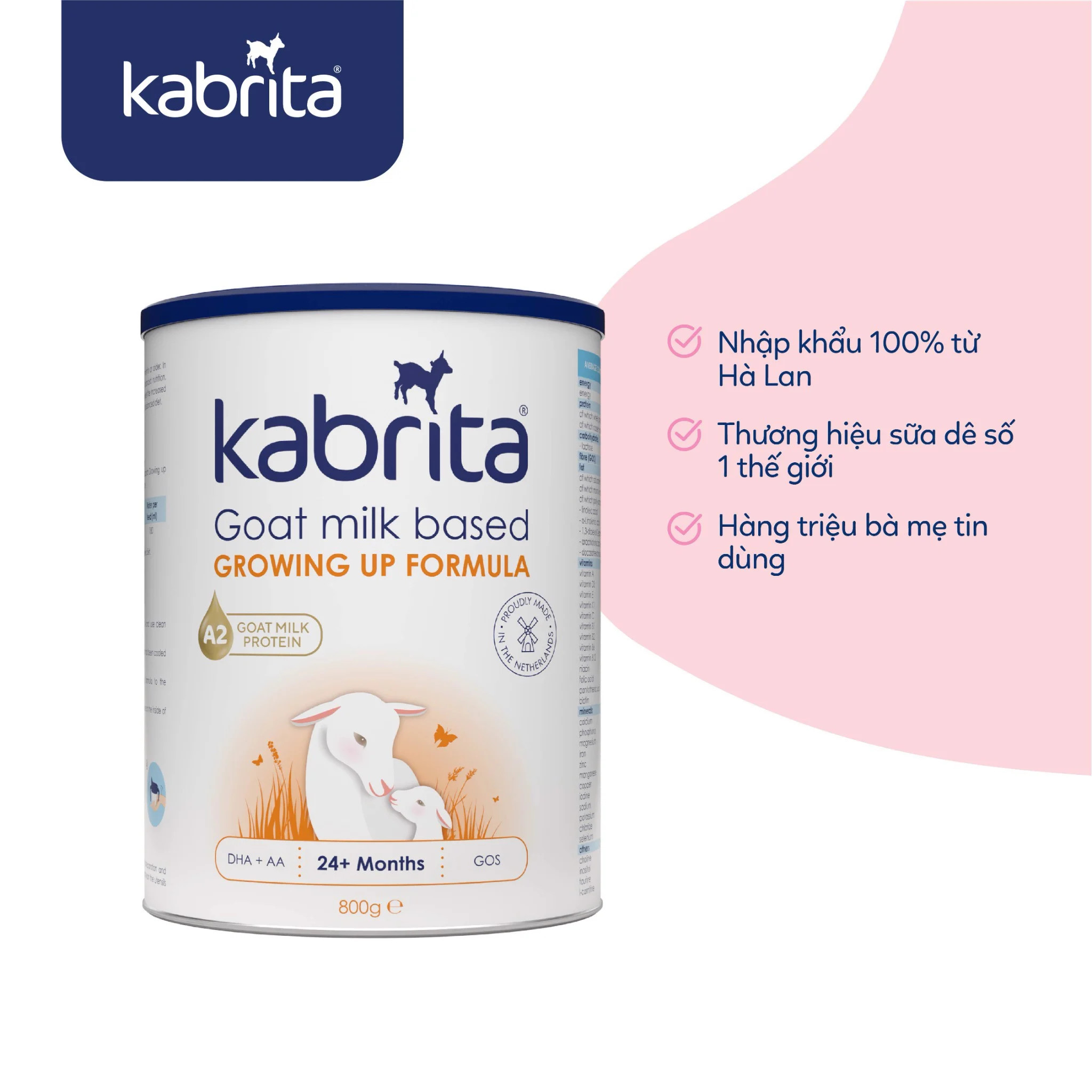 [Date 2.2025]  Sữa dê Kabrita số 3 (trên 24 tháng) - Lon 800g