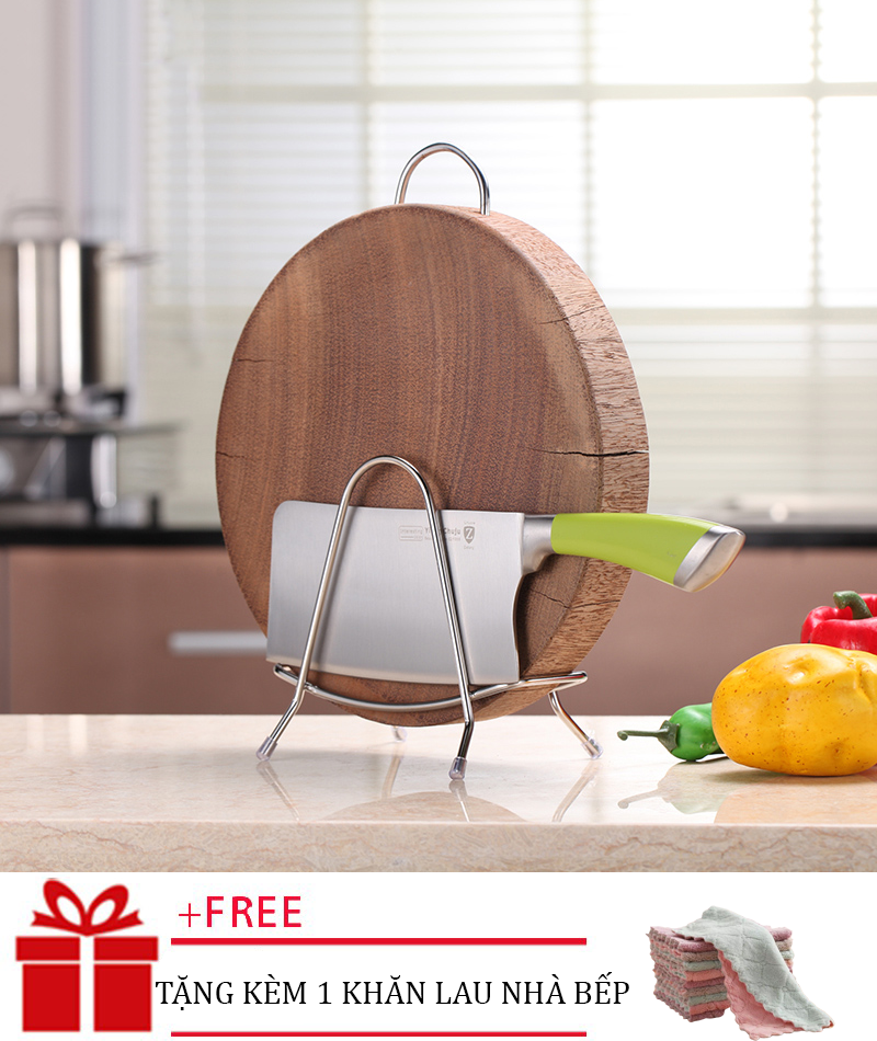(Tặng Khăn Lau Nhà Bếp) giá kệ để dao thớt nhà bếp bằng inox cao cấp