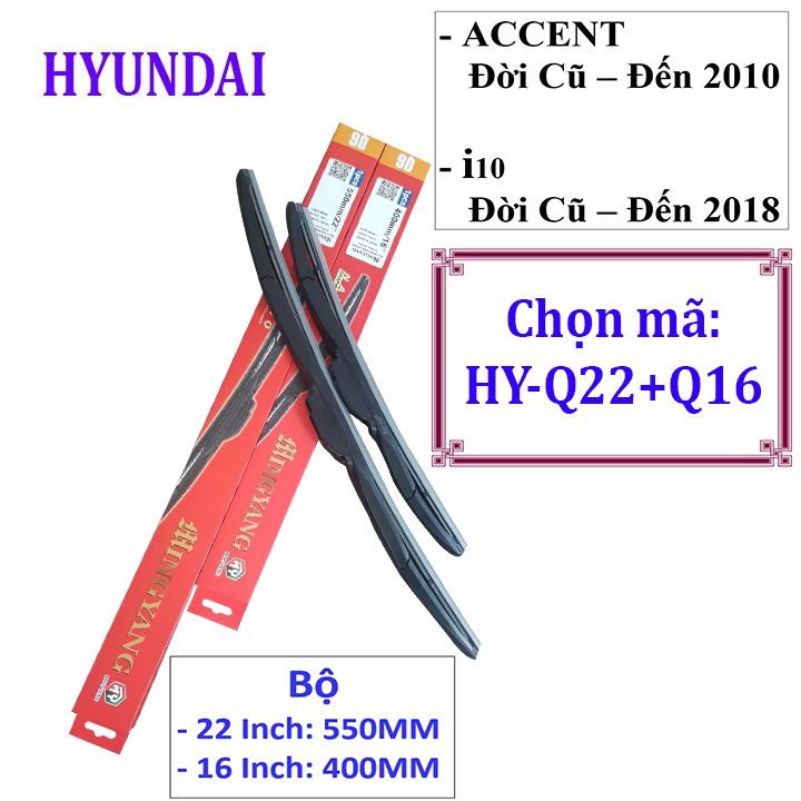 Bộ 2 thanh gạt nước mưa ô tô đa năng Nano cao cấp dành cho hãng xe Hyundai: Getz-Accent-Avente-Elantra-i10-i20-i30-santafe-Sonata-Tucson-Starex-Verna