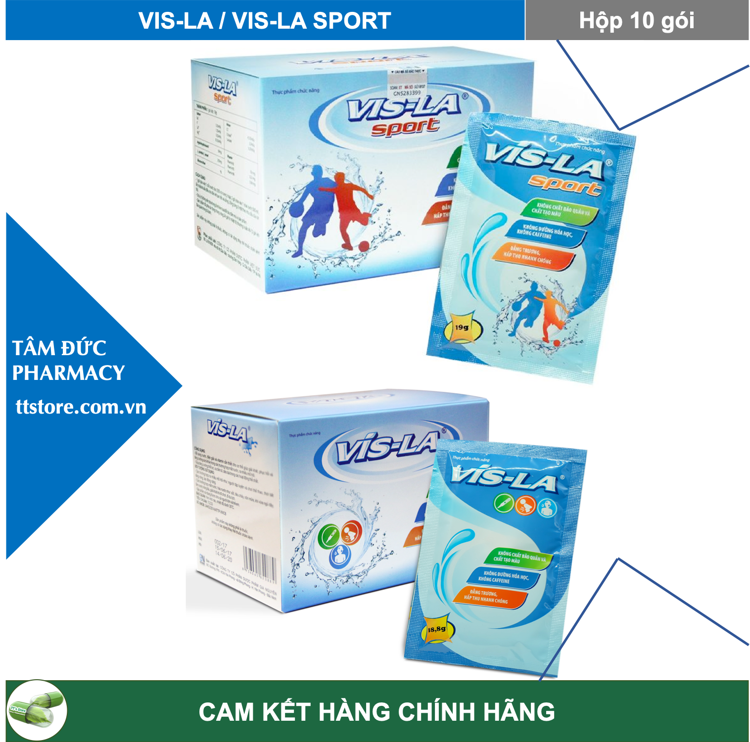 VIS-LA / VIS-LA SPORT [Hộp 10 gói] - Hỗ trợ bổ sung nước, điện giải và vitamin [visla / pocari / oresol]