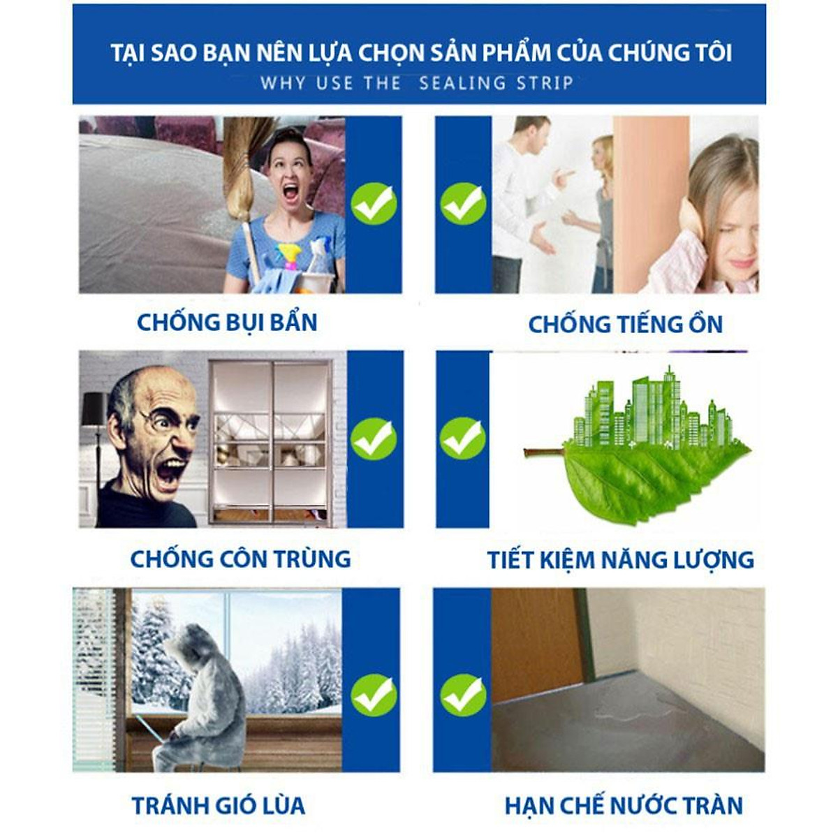 Ron Chắn Khe Cửa, Chặn Cửa , Ron Chặn Khe Cửa Đa Năng, Chống Gió Lùa, Chống Ồn, Bụi Bẩn, Ngăn Côn Trùng, Chính Hãng sx 3M